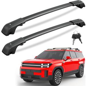 Lockable 220LBS Roof Rack Cross Bars Compatible with Hyundai Santa Fe 2024 2025 with Raised Side Rails, Aluminum Heavy Duty Crossbar Anti-Theft Metal Black Matte Powder Non-Corrosion