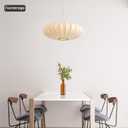 Large 23.6 inch Lantern Pendant Light, White Imitation Silk Lampshade, Bubble Pendant Light, Hanging Lamp Simple Chandelier for Living Dinning Room Kitchen Island Bedroom Restaurant Cafe