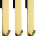 Simtive Extended Shower Door Hooks (7-Inch), Over Door Hooks for Bathroom Frameless Glass Shower Door, Towel Hooks, 3-Pack, Gold