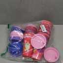 24 Pack Valentines Day Party Favors Goodie Cups 16OZ Reusable Plastic Cups with Dog Bee Sheep Penguin Patterns with Lids Plugs, Wedding Anniversary Party Supplies Decorations