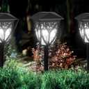 Ensenior 6-Pack Solar Lights Outdoor, 6500K LED Solar Garden Lights for Pathway, Yard, Patio, Walkway, Planter, Waterproof, Energy-Efficient Landscape Lighting (Black)