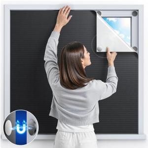 Magnetic Blackout Window Cover with Strong Magnets 45" x 58" Portable Blackout Curtains for Bedroom, No Drill Black Out Blinds & Temporary Black Out Shades for Windows Film RV Travel Skylight-Blacks