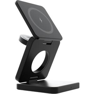 2025 New 3 in 1 Fast Magnetic Foldable Wireless Charger Aluminum Charging Stand Dock iPhone 12/13/14/15/16/17 Mini Pro Max/Airpods 2,3 Pro/Pro 2 & Smart Watches Ultra/SE/10/9/8/7/6/5/4/3/2/SE (Black)