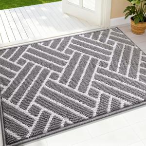 OLANLY Indoor Door Mat, 32x20 Inch, Dirt Resistant and Absorbent, Non-Slip Rubber Backing Floor Mats, Easy Clean Low-Profile Doormat for Entryway, Front Door, and Inside Entrance, Grey