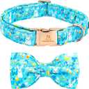 Lionheart glory Dog Bow Collar Easter Day Dog Collar for X-Small Dogs,Easter Rabbits Colorful Dog Collars with Bowtie Spring Bunnies Blue Collars Puppy Collar Bows