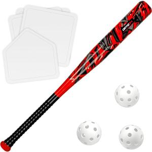 Ortiz34 Bat & Ball Set - Graffiti Plastic Bat & Ball Homerun Set- David Ortiz Backyard Baseball Set for Youth, Kids, Teenagers, Adults (Bat & Ball Set, Red)