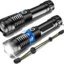 ISUNMEA Rechargeable Strong Flashlight, 2Packs Zoomable LED Powerful Flashlights 1500LM High Lumens w/ 5 Modes Waterproof Handheld Flash Light for Emergencies Outdoor Camping Hiking Home Power Outage