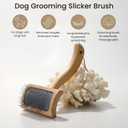 Dog Slicker Brush for Shedding,Dog Brush for Long Haired Dogs & Remove Tangles & Mats,Ergonomic Handle Grooming Like Professional,Beech Wood,M