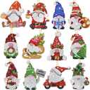 Christmas Diamond Painting Keychain Kit, 5D DIY Diamond Painting Art Santa Gnomes Hanging Ornament Full Drill Diamond Key Rings Pendant for Beginners Kids Adults Christmas Tree Home Decorations