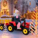 Kids Battery Powered Electric Tractor with Parent Remote Control & Trailer, Toddler 12V Ride On Toy with Dual Motors /2+1 Gear Shift/ 7-LED Lights/USB & Music Player,Red,35W/ EVA Tire
