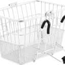 Retrospec Apollo Detachable Front Bike Basket Steel Half-Mesh with Integrated Detachable Hooks and Built-In Handle, Easy Assembly and Portability for Bicycles, One Size