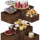 6 PCS Wooden Buffet Risers, Rustic Wood Cake Cupcake Stands, Square Food Risers for Buffet Table, Catering Dessert Table Display Set, Stackable Wooden Crates for Party, Decor, Wedding, Birthday