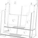FUCDTEFC Acrylic Brochure Holder 8.5x11 & 4 x9 Inches, Clear 2 Tier Literature Magazine Stand Brochure Display Stand w Removable Divider Universal, Pamphlet Flyer Holder for Wall Mount or Countertop