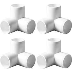 2 Inch Tee PVC Fitting 3 Way Elbow Connector, Furniture Grade 90 Degree Elbow Side Outlet, PVC Corner Fittings for Building Furniture Greenhouse Shed Pipe Fittings Tent Connection (Pack of 4)
