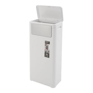 32L/8.45Gal Trash Can, Double Opening Cover Trash Bin, Waste Bin with Press top Lid, Garbage Can for Kitchen, Bathroom, Bedroom, Living Room, Office (White)