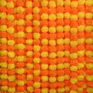 5Pcs Marigold Garland for Decoration,5 Feet Artificial Marigold Flowers Diwali Decorations for Home, Orange and Yellow Artificial Marigold Heads for Diwali Party, Indian Weddings, Halloween, Wreath