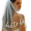 Bride to Be Sash Veil Bachelorette Party Accessories, Bridal Shower Decorations, Engagement Gifts for Bride (White)