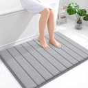 OLANLY Memory Foam Bath Mat 40x32, Super Soft Absorbent Bathroom Rugs, Quick Dry, Machine Washable Shower Floor Rugs, Bathmat Carpet, Bathroom Home Decor Accessories, Grey