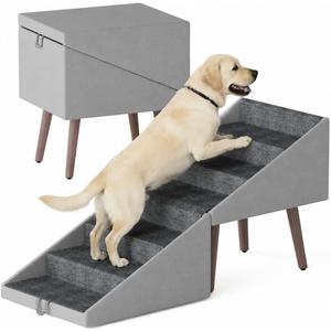 23.6'H Ottoman Dog Stairs for Large Dogs 2-in-1 Split Dog Steps for Couch