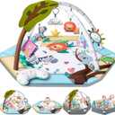 Baby Gym Play Mat, 8-in-1 Tummy Time Mat & Ball Pit with 6 Toys, Washable Baby Activity Play Mat for Visual, Hearing, Sensory, Motor Development, Baby Toys Gift for Toddler Infant 0-3-6-9-12 Month