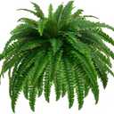GYERB 48" Large Artificial Boston Fern Plants for Outdoor Indoor, Fake Ferns for Front Porch Hanging, Faux Greenery Bushes for Home Garden Office Decor, Silk Fern with Realistic Fronds, 88 Branches (47-88 Leaves)