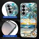 for Samsung Galaxy S26+ Case for Women Girl Men Boy, Shockproof Soft Silicone & Hard PC Shell Protective Case for Samsung Galaxy S26+ - Beach Palm Tree Shell Coastal