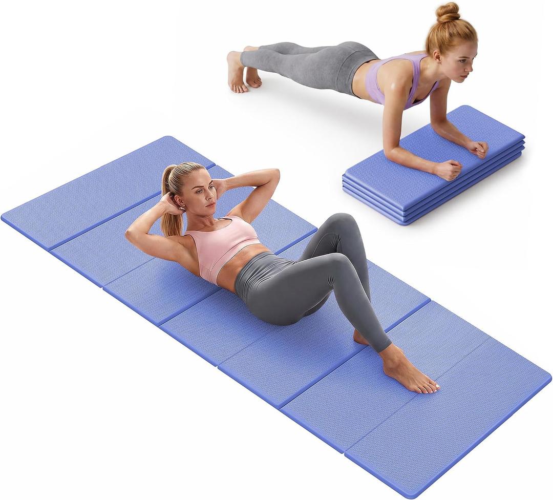 Stepwaver Foldable Fitness Yoga Mat, 0.4” (10 mm) Extra Thick -75” x 26”