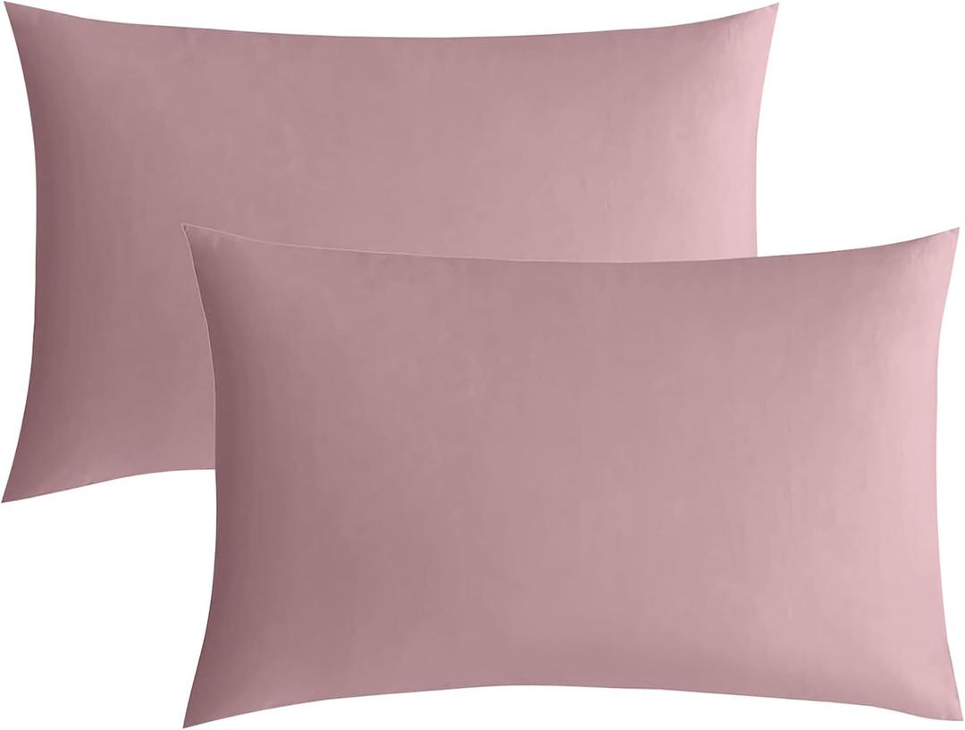 JELLYMONI Pillowcases Standard Set of 2 Cotton Envelope Pillow Covers Pink 2026in Bed Pillow Cases 100% Washed Cotton Soft Breathable (Pillows are not Included)