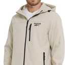 Reebok Waterproof Soft Shell Rain Jacket Men - Rain Coat, Softshell Windbreaker with Hood (XX-Large, Stucco)