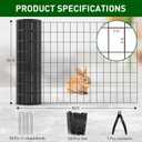 ZeroPone Black PVC Coated Welded Wire Fence 24 Inch x 50 Foot, 2 x 3 Inch 16GA Garden Border Fencing Roll Metal Wire Mesh Animal Barrier Fence for Yard Plant Vegetable Protection Dog Poultry Netting