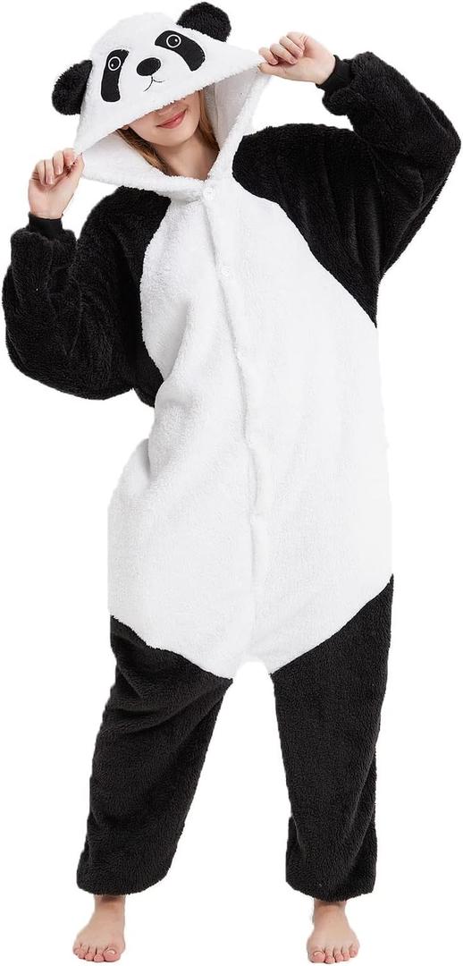 Trs Chic Mailanda Sherpa Unisex Adult Animal Onesies Cosplay Pajamas Sleepwear Halloween Costume (Medium, Panda)