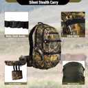 Hunting Backpack with Integrated Rifle and Bow Carrier, Brushed Tricot Daypack for Turkey and Deer Hunting, 30L Camo Pack with Drop-Down Buttstock Holder, Padded Waist Belt and Rain cover, Large