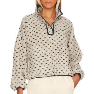 Fuzzy Fleece Jacket Women Long Sleeve Half Button Down Tops Casual Sherpa Pullover Sweatshirt Warm Winter Outerwear (Large, Black)