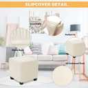 NeColorLife Small Ottoman Cover Square, Stretch Slipcover for Storage Stool, Soft Knitted Jacquard Footstool Protector for Living Room, Beige, 2PCS