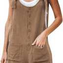 Yeokou Women's Casual Summer Cotton Linen Rompers Overalls Jumpsuit Shorts Large