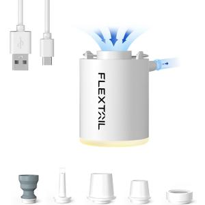 FLEXTAILGEAR Camping Air Pump with Camping Light, Air Pump for Inflatables, Portable Air Mattress Pump with 180 L/min Airflow for Pool Float,Sleeping Pad,Swimming Ring, Vacuum Storage Bag