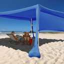 Beach Canopy Tent Shade with Sidewalls 10x10FT, 6.6FT Tall, UPF50+ Sun Shelter, Windproof & Water Resistant, Includes Guylines Sand Shovel Stability Poles, Easy Up for Beach Outdoor Camping Backyard (Royal Blue)