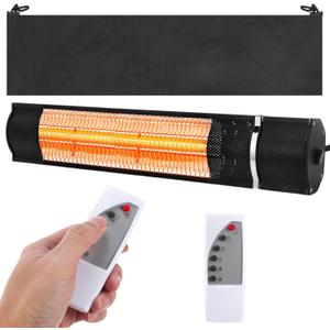 Wall-mounted Electric Patio Heater 1500w Carbon Infrared Outdoor Heater with Remote Control Timer and Dust Cover, 3 Levels Heating, 110v, Fast Heating for Restaurant Patio Backyard Garage