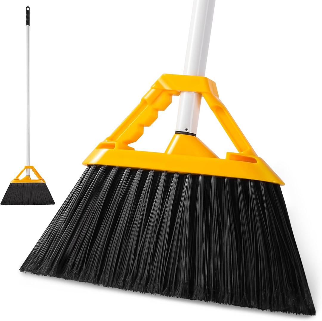 IVYROLL Outdoor Broom with 54'' Long Handle, Heavy Duty Broom for Sweeping Patio, Garden, Lobby, Sidewalks, Perfect for Home Kitchen Room Office Floor