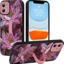 MOWIME Compatible with iPhone 11 Case with Finger Strap, Lotus Floral Shockproof Soft TPU Protective Cover for Women Girls, Slim Anti Scratch Case for iPhone 11 6.1 Inch, Pink
