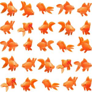 Sumind 30 Pieces Fake Goldfish Plastic Floating Artificial Aquarium Fish Realistic Moving Orange Goldfish Ornament Decorations for Aquarium Tank