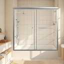 Bathtub Shower Door 56-60" W x 58" H Semi-Frameless Shower Doors for Bath Tub Glass Shower Door with 1/4" (6mm) Clear Tempered Glass for Bathroom, Silver