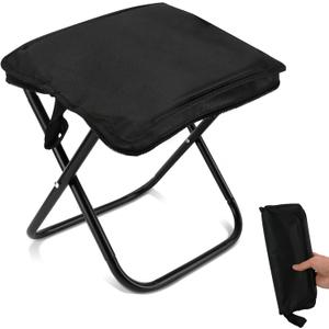 Collapsible Stool, 12Inch Portable Compact Folding Stool for Adult, Ultralight Foldable Chair Pocket Size Carry for Camping, Hiking, Fishing, Travel, Outdoors, Supports 198 Lbs