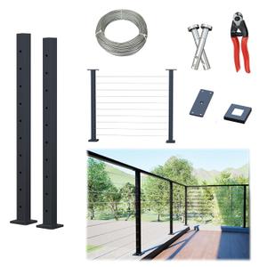 Dawn Railing 5-10FT Black Cable Railing Kit 2 Pack for Deck Surface Mount