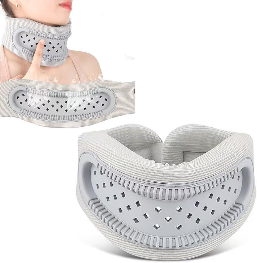 Neck Brace Support Cervical Collar Silicone Posture Corrector for Men and Women Relieves Discomfort in The Neck and Shoulders Caused by Prolonged Work(Light Gray)