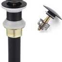 Rockgoya Bathroom Sink Drain,Drain Stopper Bathroom Sink Without Overflow,Pop Up Drain Assembly with Detachable Strainer Basket,Built-in Anti-Clogging Strainer,Stainless Steel Mattle Black