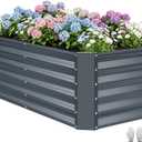 4×2×1.4ft Galvanized Raised Garden Bed Kit, Metal Planter Boxes Outdoor, High Raised Beds for Vegetables, Fruits, and Flowers - IronGrey, 4x2x1.4ft