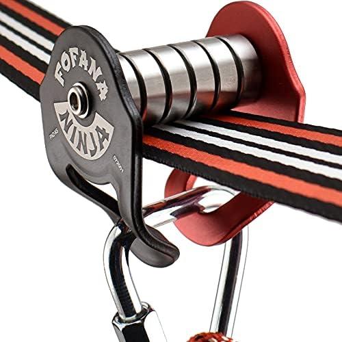 Ninja Slider Zip Lines for Kids and Adults Outdoor - 65 Ft Slackline Zipline Kits for Backyard - Obstacle Course - Zipline for Backyard - Ninja Warrior Accessory - Outdoor Toy - Fofana