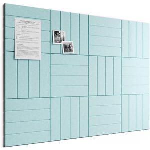 Bumusty Large Cork Board Alternative-48 x 36" Felt Bulletin Board Tiles, with 30 Pushpins, 70 Adhesive Tabs, Bold-Stripe 12-Pack, Cork Boards for Office Push Pin Board Felt Board-Aqua Blue