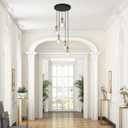 classy leaves Modern Gold Chandelier, 5 Light Cluster Pendant Light with Clear Glass Shades, Kitchen Island, Dining Room, Living Room, Bedroom, Foyer, Hallway